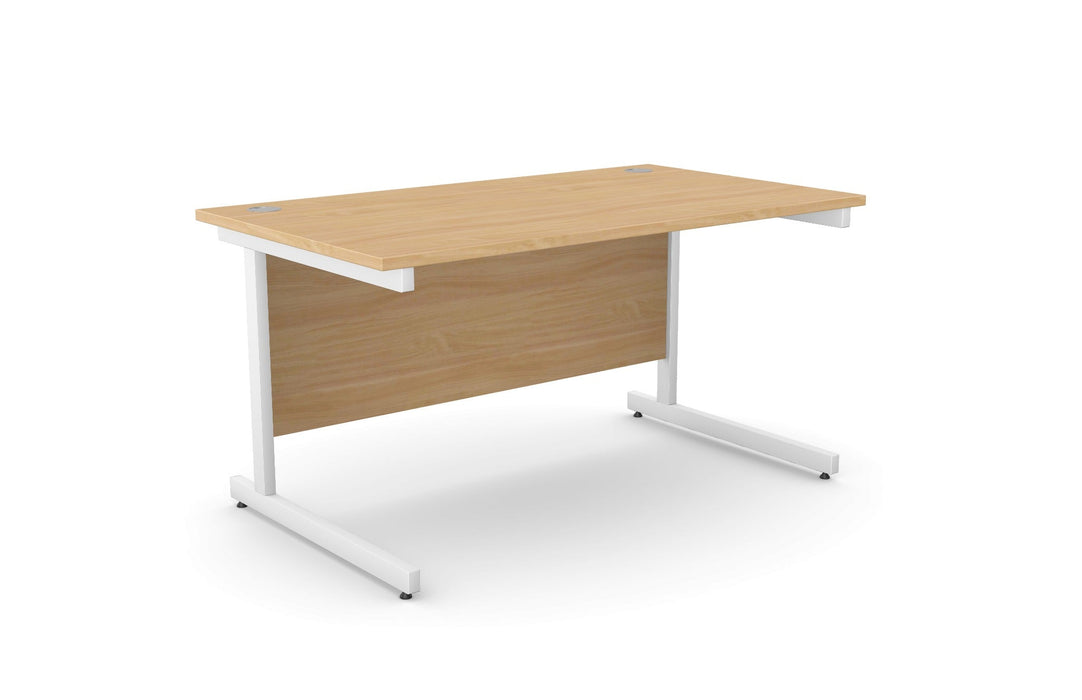 Ashford Cantilever Rectangular Beech Office Desk - 800mm Deep Office Desk Edit Office Beech White 1600mm x 800mm