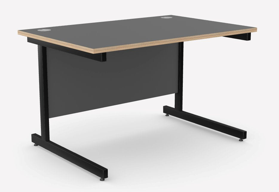Ashford Cantilever Rectangular Graphite Office Desk - 800mm Deep Office Desk Edit Office Graphite Black 1200mm x 800mm