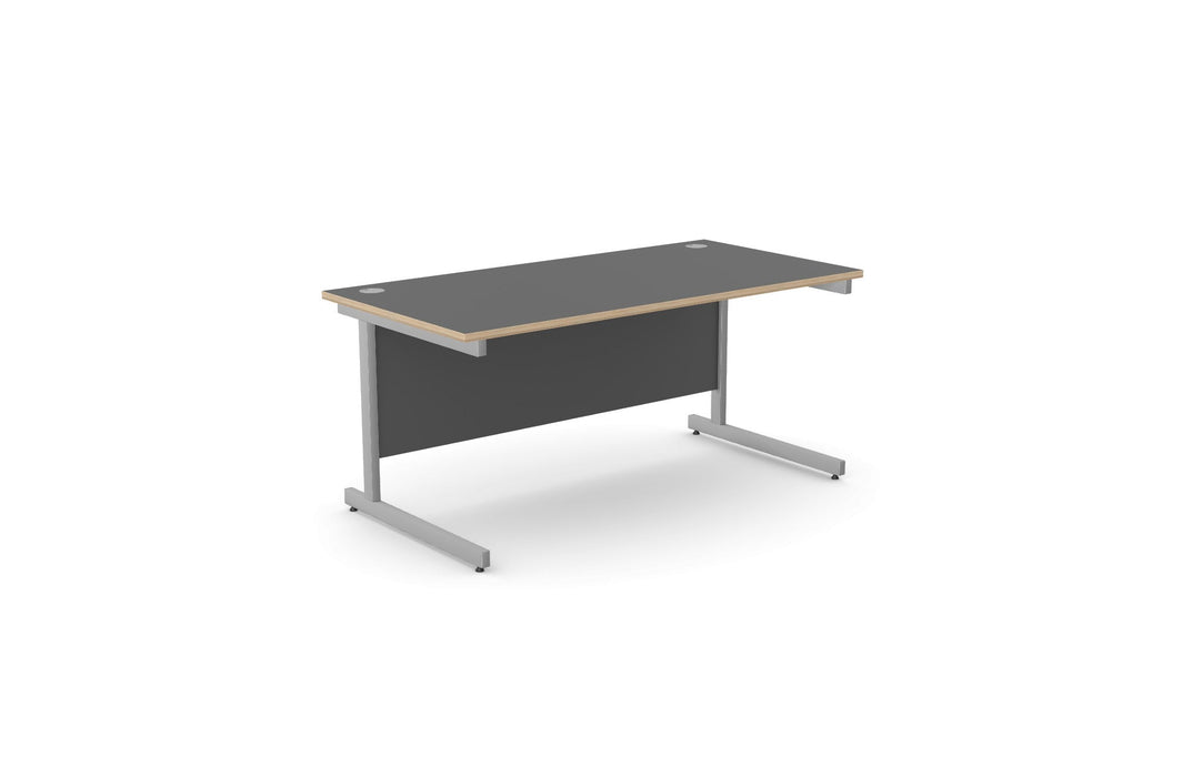 Ashford Cantilever Rectangular Graphite Office Desk - 800mm Deep Office Desk Edit Office Graphite Silver 1600mm x 800mm