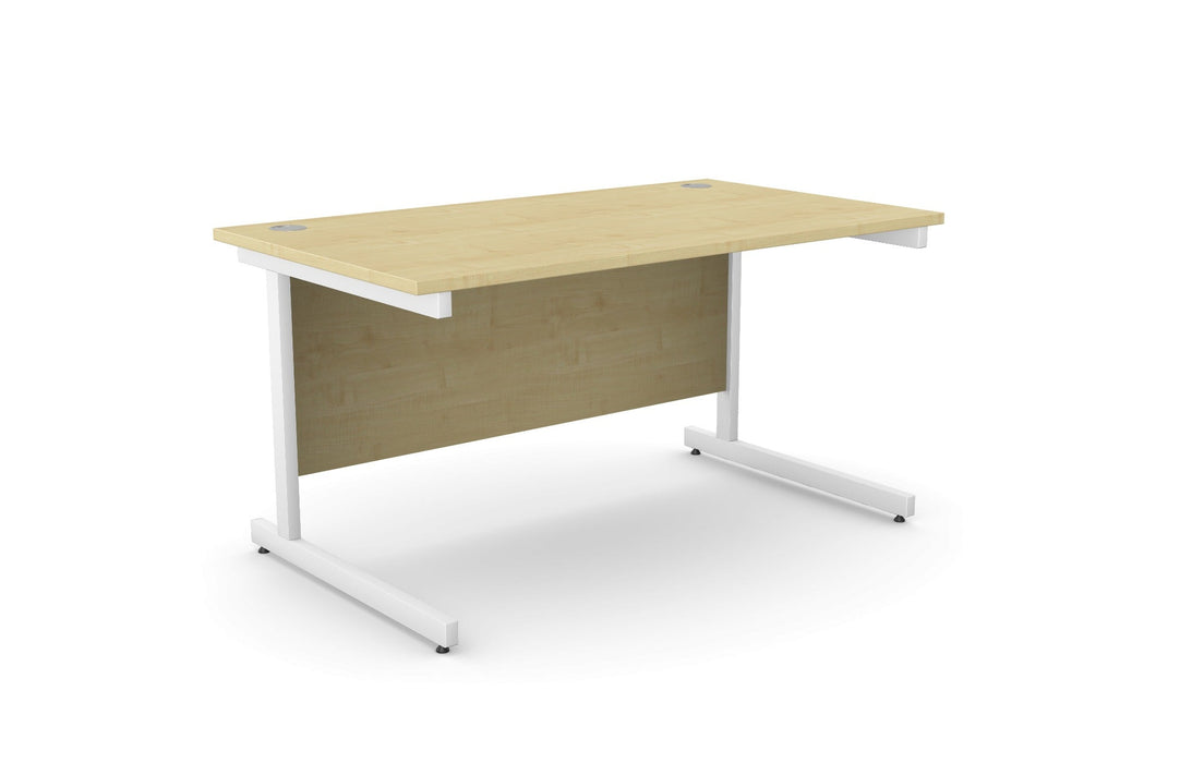 Ashford Cantilever Rectangular Maple Office Desk - 800mm Deep Office Desk Edit Office Maple White 1400mm x 800mm