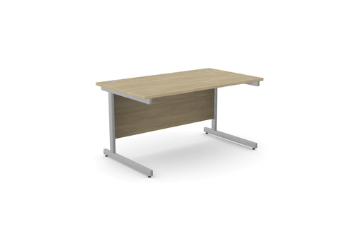 Ashford Cantilever Rectangular Oak Office Desk - 800mm Deep Office Desk Edit Office Oak Silver 1400mm x 800mm