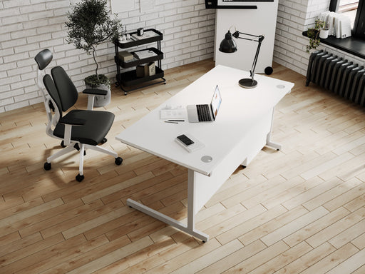 Ashford Cantilever Rectangular White Office Desk - 800mm Deep Office Desk Edit Office 