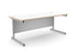 Ashford Cantilever Rectangular White Office Desk - 800mm Deep Office Desk Edit Office White Ply Edge Silver 1800mm x 800mm