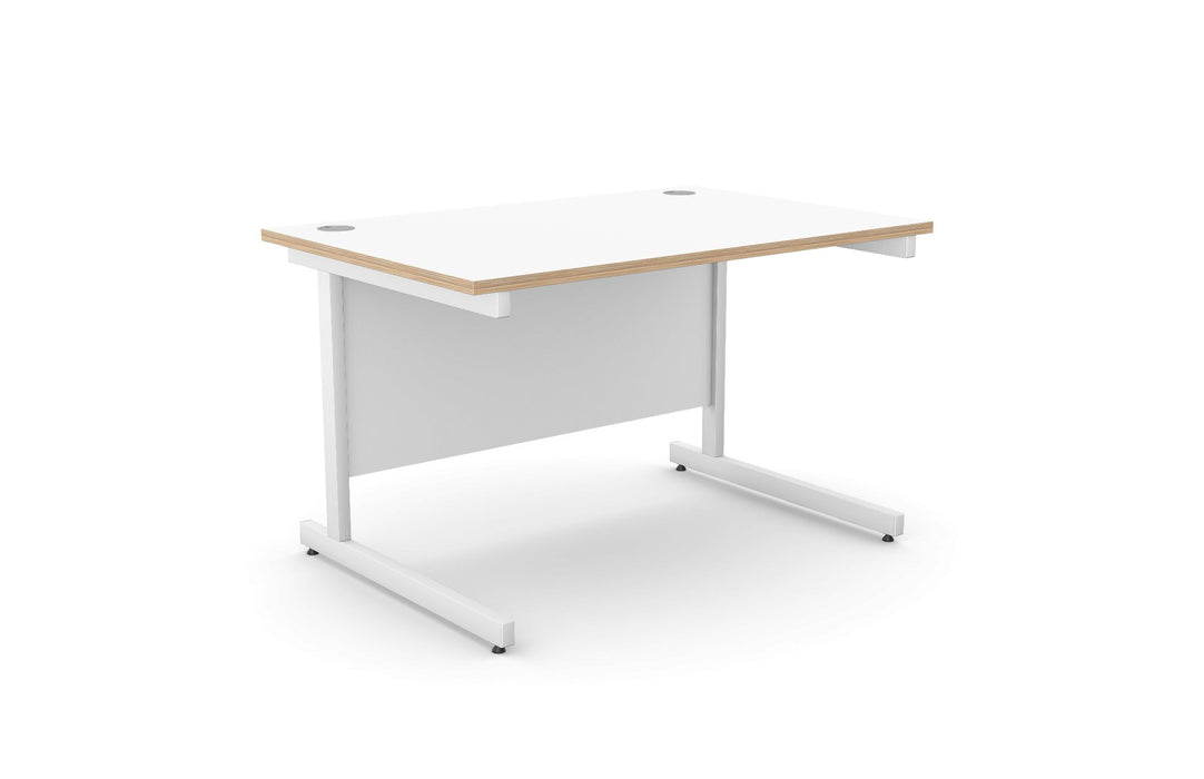 Ashford Cantilever Rectangular White Office Desk - 800mm Deep Office Desk Edit Office White Ply Edge White 1200mm x 800mm