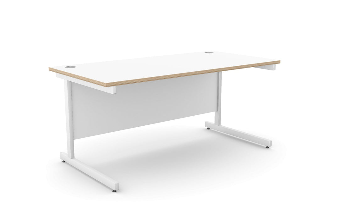 Ashford Cantilever Rectangular White Office Desk - 800mm Deep Office Desk Edit Office White Ply Edge White 1600mm x 800mm