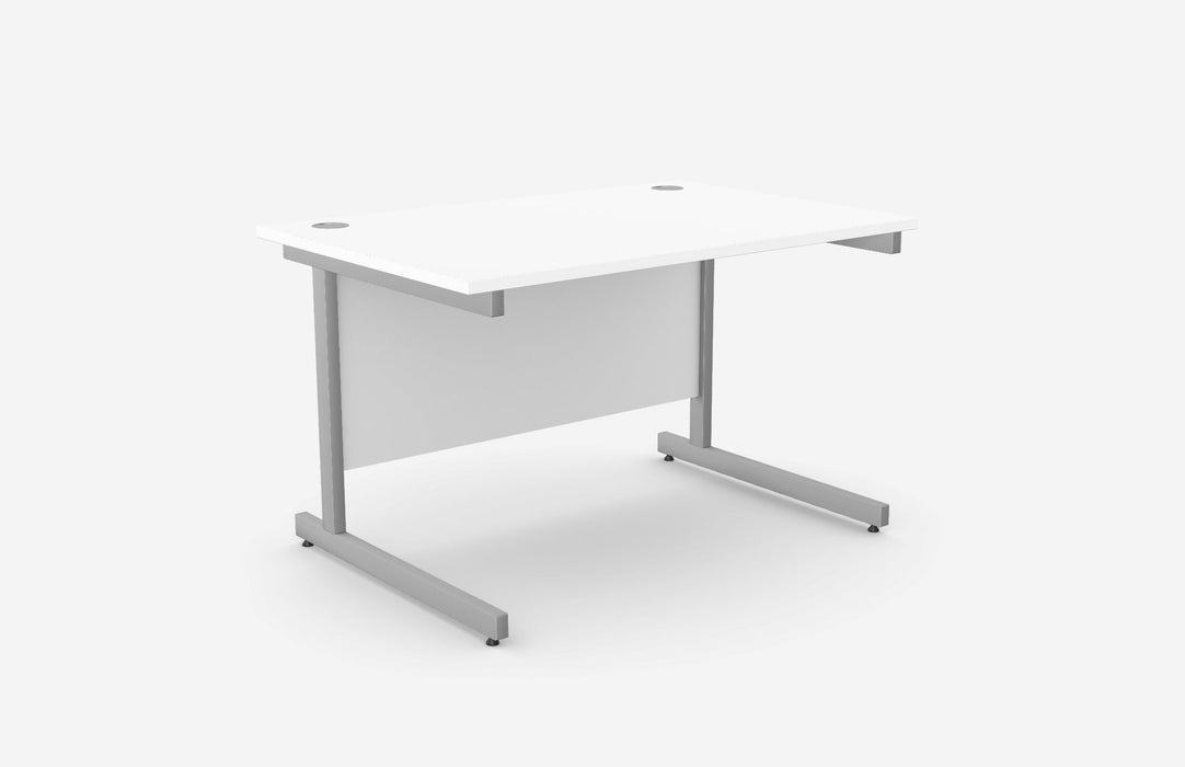 Ashford Cantilever Rectangular White Office Desk - 800mm Deep Office Desk Edit Office White Silver 1200mm x 800mm