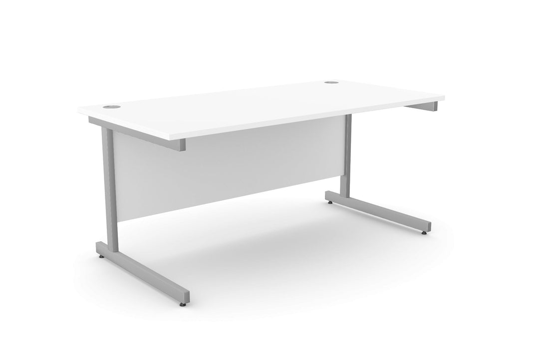 Ashford Cantilever Rectangular White Office Desk - 800mm Deep Office Desk Edit Office White Silver 1600mm x 800mm
