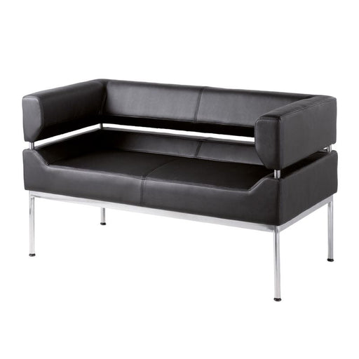 Benotto reception 2 seater chair 1270mm wide - black faux leather Soft Seating Dams 