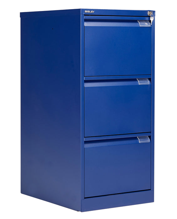 Bisley 3 Drawer Filing Cabinet Classic Steel Storage TC Group Blue 