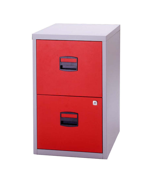 Bisley A4 Personal And Home Filing Cabinet 2 Drawer Storage TC Group Grey/Red 