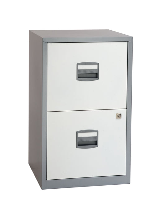 Bisley A4 Personal And Home Filing Cabinet 2 Drawer Storage TC Group Silver/white 