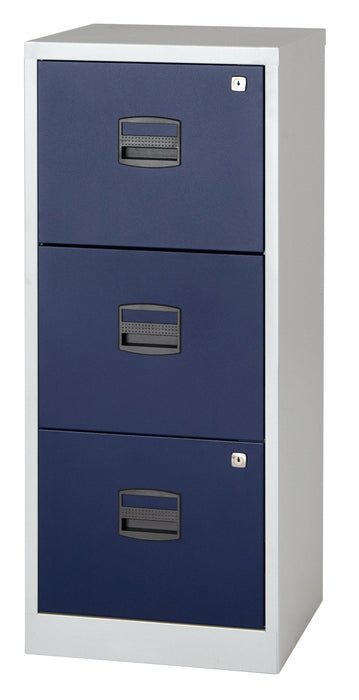 Bisley A4 Personal And Home Filing Cabinet 3 Drawer Storage TC Group Grey/Blue 