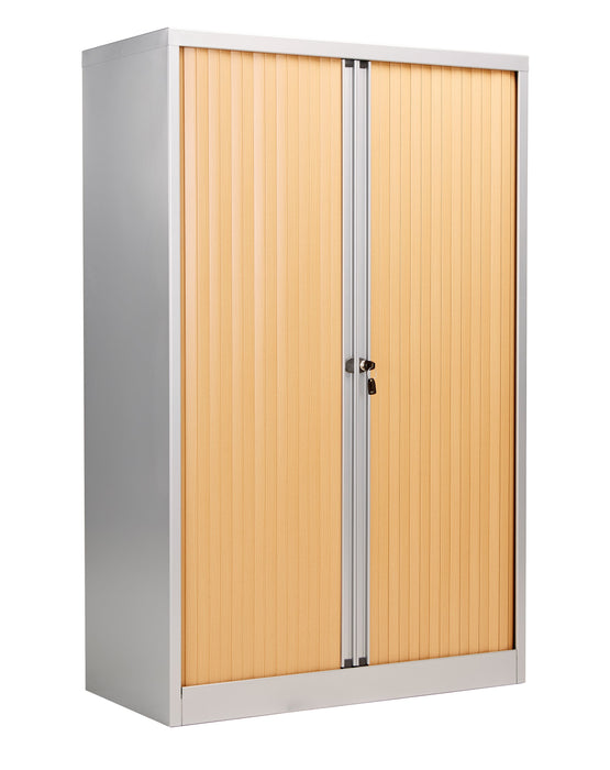 Bisley Essentials Steel Side Open 1585 Tambour Storage TC Group Oak/Silver 