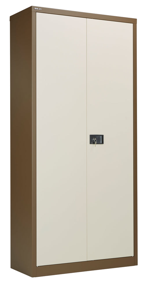 Bisley Steel Double Door Contract Cupboard Inc 4 Shelves Storage TC Group Coffee Cream 