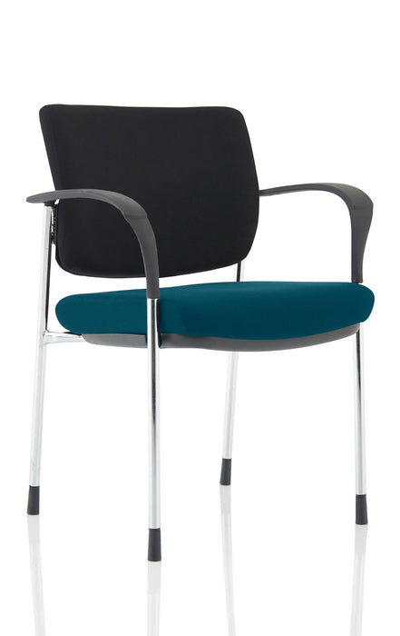 Brunswick Deluxe Visitor Chair Bespoke Visitor Dynamic Office Solutions Bespoke Maringa Teal Chrome Black Fabric