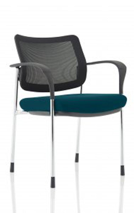 Brunswick Deluxe Visitor Chair Bespoke Visitor Dynamic Office Solutions Bespoke Maringa Teal Chrome Black Mesh