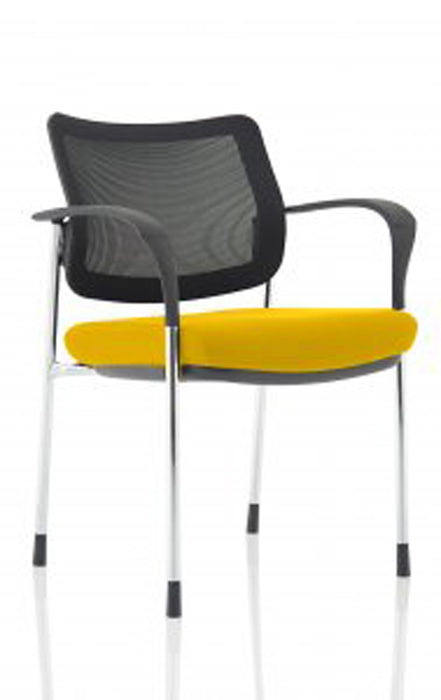 Brunswick Deluxe Visitor Chair Bespoke Visitor Dynamic Office Solutions Bespoke Senna Yellow Chrome Black Mesh