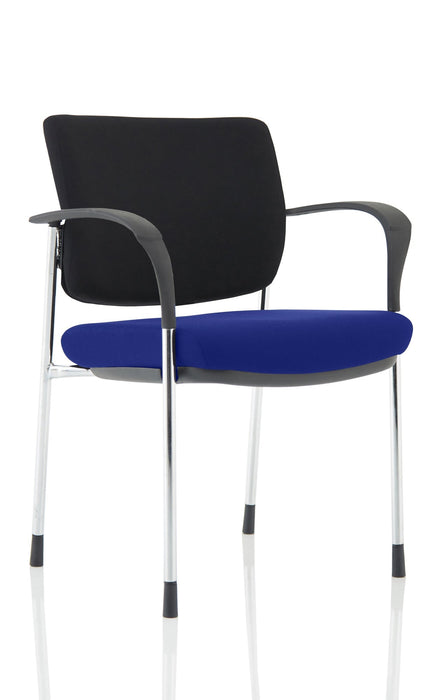Brunswick Deluxe Visitor Chair Bespoke Visitor Dynamic Office Solutions Bespoke Stevia Blue Chrome Black Fabric