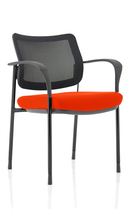 Brunswick Deluxe Visitor Chair Bespoke Visitor Dynamic Office Solutions Bespoke Tabasco Orange Black Black Mesh