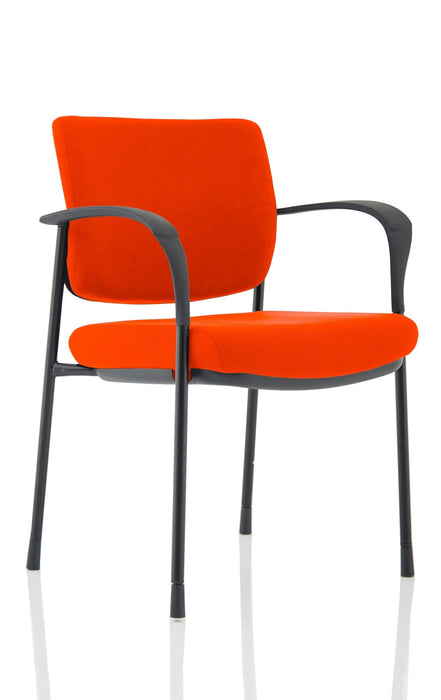 Brunswick Deluxe Visitor Chair Bespoke Visitor Dynamic Office Solutions Bespoke Tabasco Orange Black Matching Bespoke Fabric