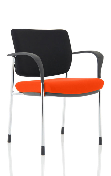 Brunswick Deluxe Visitor Chair Bespoke Visitor Dynamic Office Solutions Bespoke Tabasco Orange Chrome Black Fabric