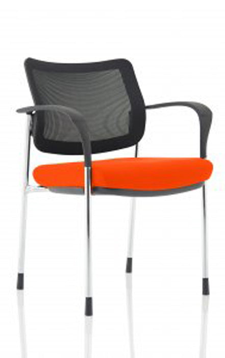 Brunswick Deluxe Visitor Chair Bespoke Visitor Dynamic Office Solutions Bespoke Tabasco Orange Chrome Black Mesh