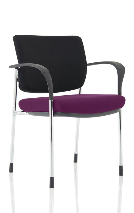 Brunswick Deluxe Visitor Chair Bespoke Visitor Dynamic Office Solutions Bespoke Tansy Purple Chrome Black Fabric