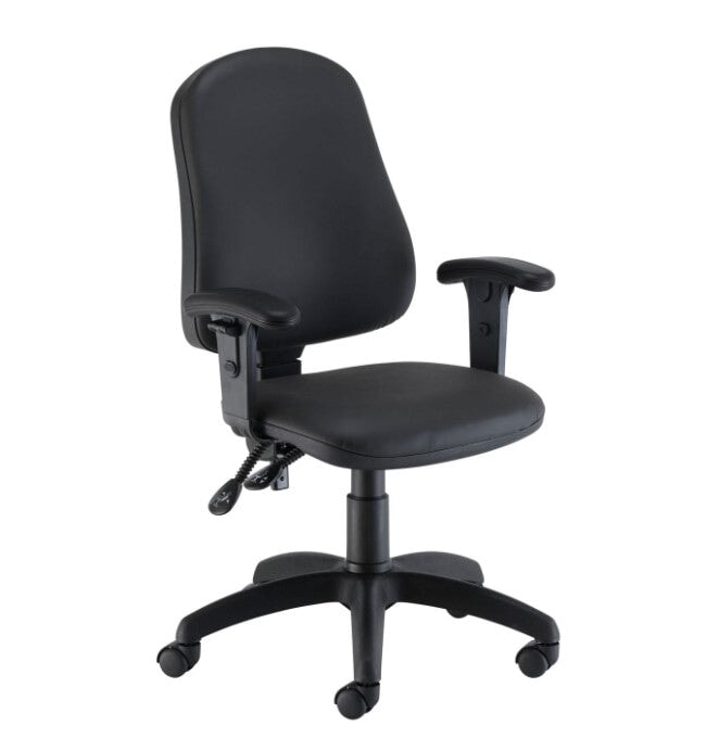 Calypso II Highback Operator Chair Office Chair, Fabric Office Chair TC Group Black PU Leather Height Adjustable 