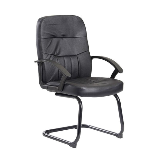 Cavalier executive visitors chair - black leather faced Seating Dams 
