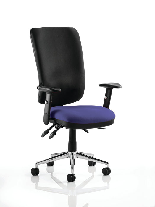 Chiro High Back Operator Chair Task and Operator Dynamic Office Solutions Bespoke Stevia Blue With Arms Black