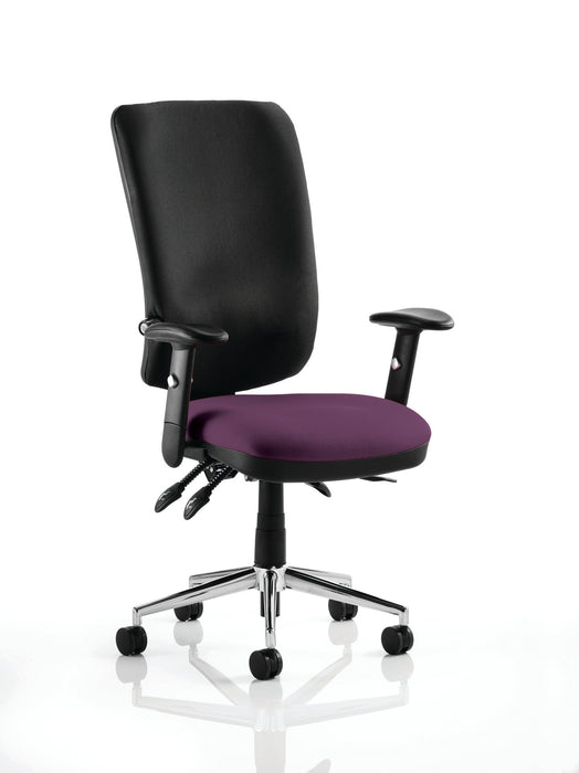 Chiro High Back Operator Chair Task and Operator Dynamic Office Solutions Bespoke Tansy Purple With Arms Black