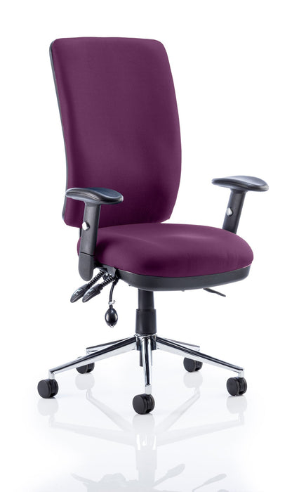 Chiro High Back Operator Chair Task and Operator Dynamic Office Solutions Bespoke Tansy Purple With Arms Matching Bespoke Colour