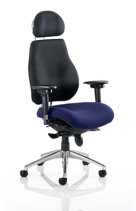Chiro Plus Ultimate Bespoke With Headrest Posture Dynamic Office Solutions Bespoke Stevia Blue Black 