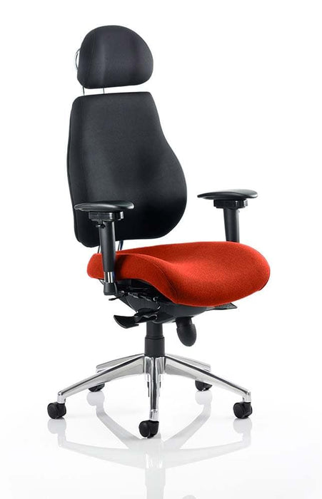 Chiro Plus Ultimate Bespoke With Headrest Posture Dynamic Office Solutions Bespoke Tabasco Orange Black 