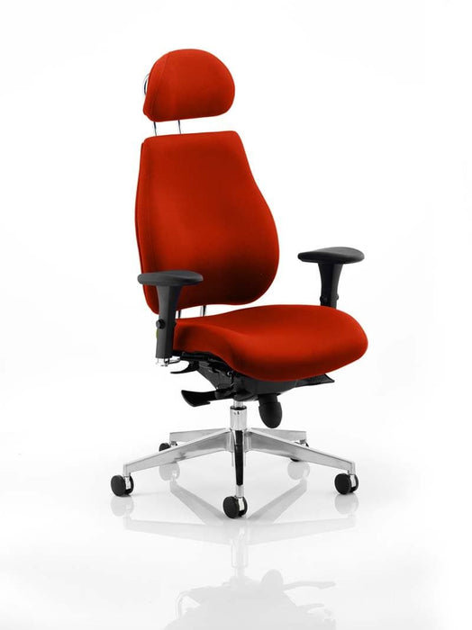 Chiro Plus Ultimate Bespoke With Headrest Posture Dynamic Office Solutions Bespoke Tabasco Orange Matching Bespoke Colour 