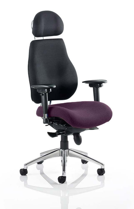 Chiro Plus Ultimate Bespoke With Headrest Posture Dynamic Office Solutions Bespoke Tansy Purple Black 