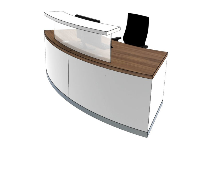 Classic Curved Reception Desk Reception Desks Clarke Rendall H1150 x W2320 x D823mm W1001 Solid Premium White 