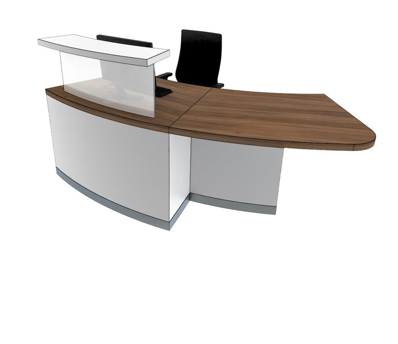 Classic Curved Reception Desk Reception Desks Clarke Rendall Left Hand H1150 x W2320 x D823mm W1001 Solid Premium White 