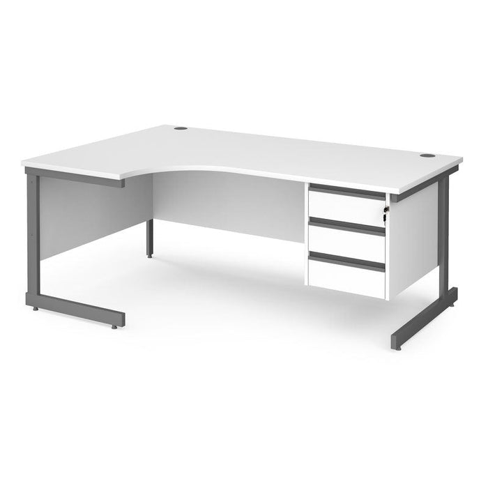 Contract 25 left hand ergonomic desk with 3 drawer pedestal and cantilever leg Desking Dams 