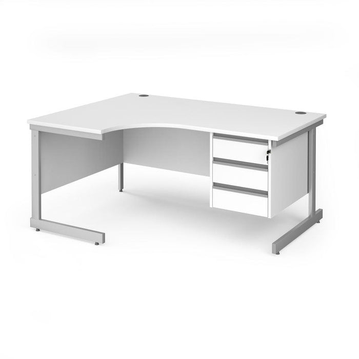Contract 25 left hand ergonomic desk with 3 drawer pedestal and cantilever leg Desking Dams 