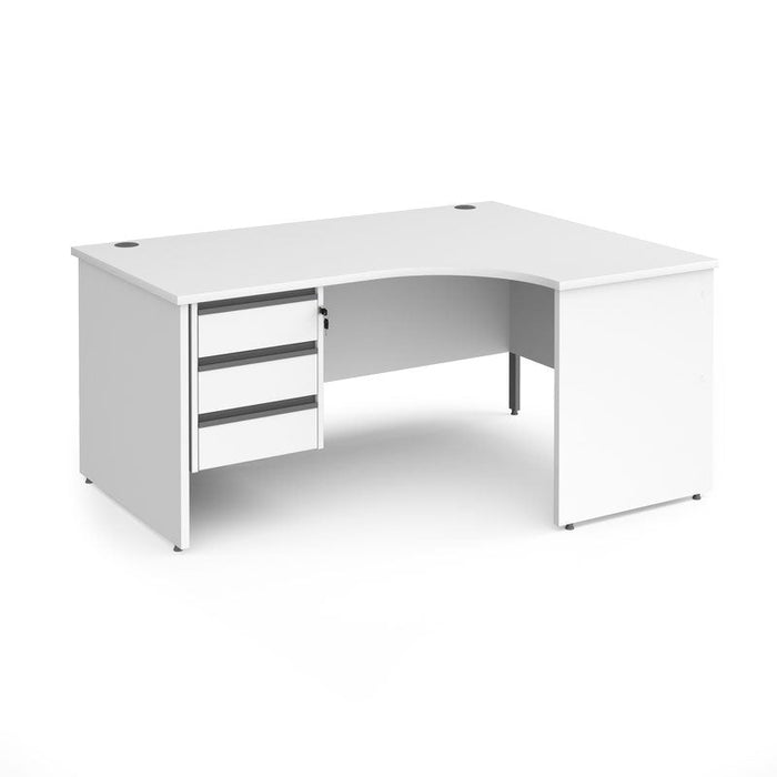 Contract 25 right hand ergonomic desk with 2 drawer graphite pedestal and panel leg 1600mm - beech Desking Dams 