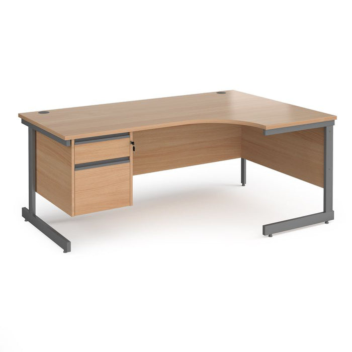Contract 25 right hand ergonomic desk with 2 drawer pedestal and cantilever leg Desking Dams 