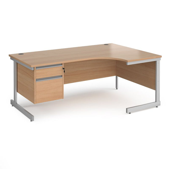 Contract 25 right hand ergonomic desk with 2 drawer pedestal and cantilever leg Desking Dams 