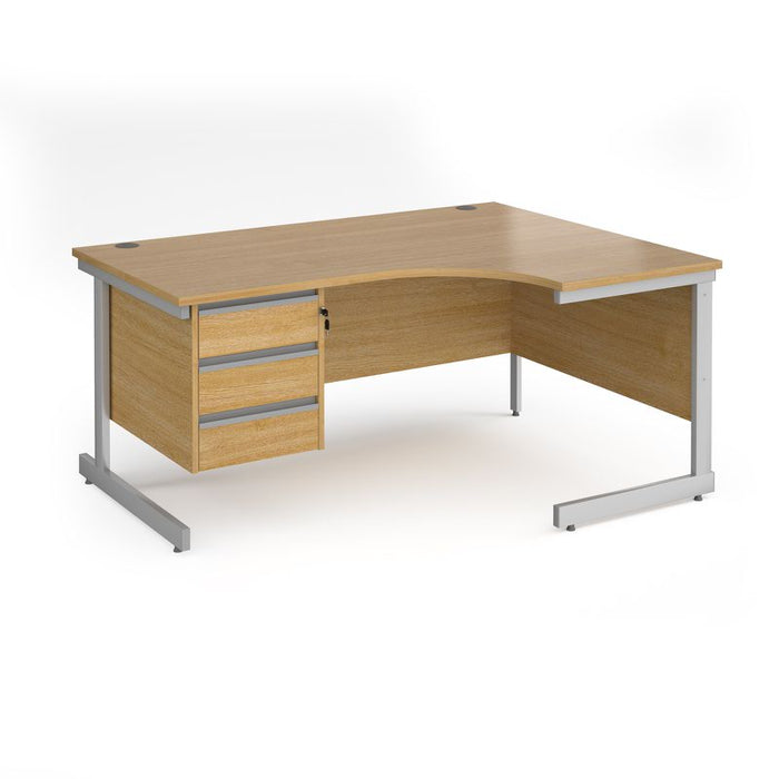 Contract 25 right hand ergonomic desk with 3 drawer pedestal and cantilever leg Desking Dams 