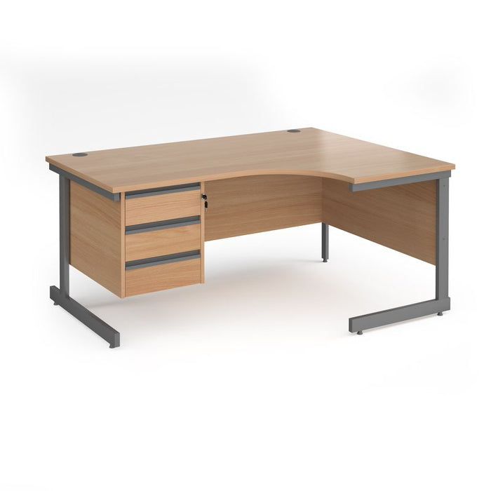 Contract 25 right hand ergonomic desk with 3 drawer pedestal and cantilever leg Desking Dams 