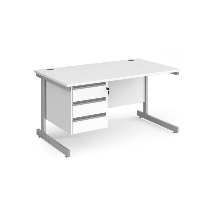 Contract 25 straight desk with 3 drawer pedestal Desking Dams 