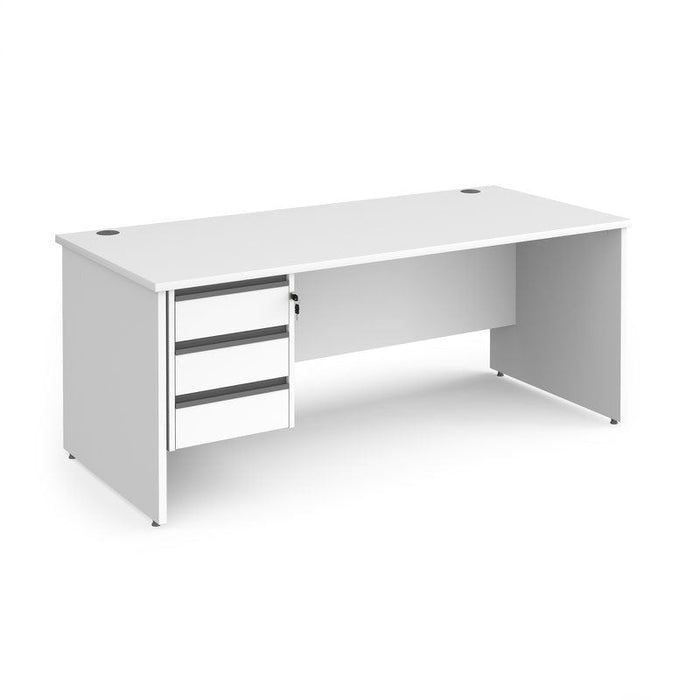 Contract 25 straight office desk with 3 drawer pedestal and panel leg Desking Dams 