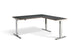 Cromo Polished Steel Height Adjustable Corner Desk Desking Lavoro 1600 x 1600 Graphite Ply Edge 