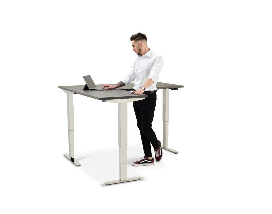 Cromo Polished Steel Height Adjustable Corner Desk Desking Lavoro 