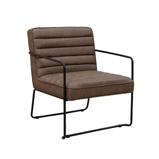 Decco ribbed lounge chair with black metal frame - brown leather Soft Seating Dams 